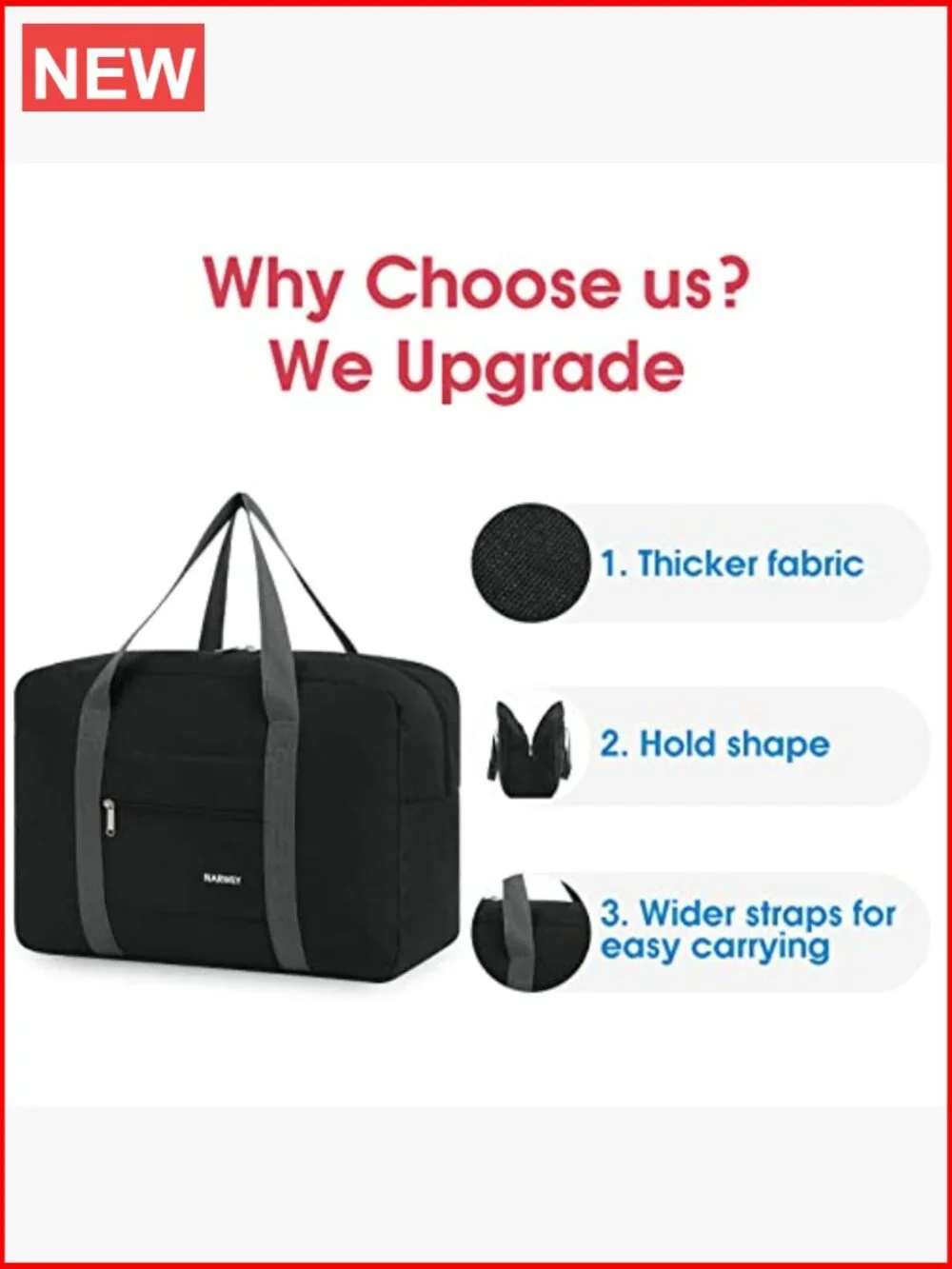 Personal Item Travel Duffel Bag Foldable Carry on with Laptop Compartment